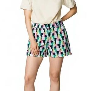 Crown & Ivy Womens Stretch Chino Green Pink Multicolor Shorts Size 8